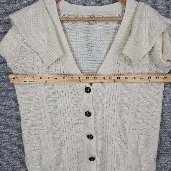 LOVE BY DESIGN WOMEN'S CREAM CABLE KNIT CARDIGAN FRONT POCKETS – SIZE SMALL - Picture 9 of 9